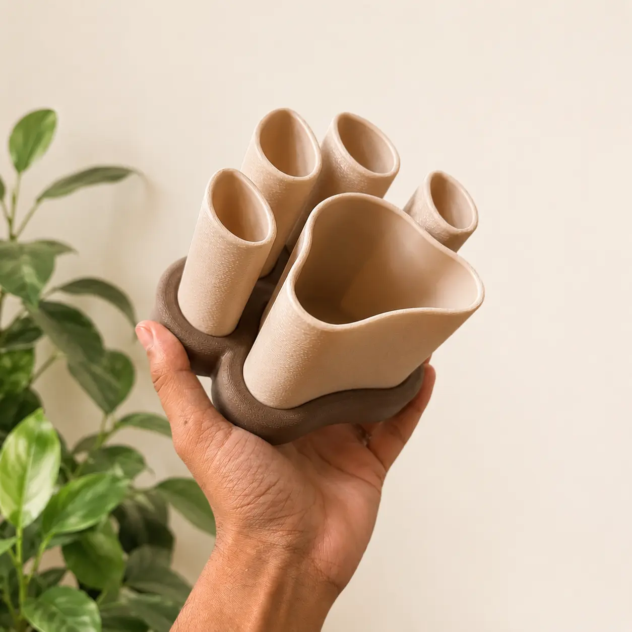 Khay Pawfect nhiều ngăn đặt trên bàn cùng bút và chậu cây nhỏ